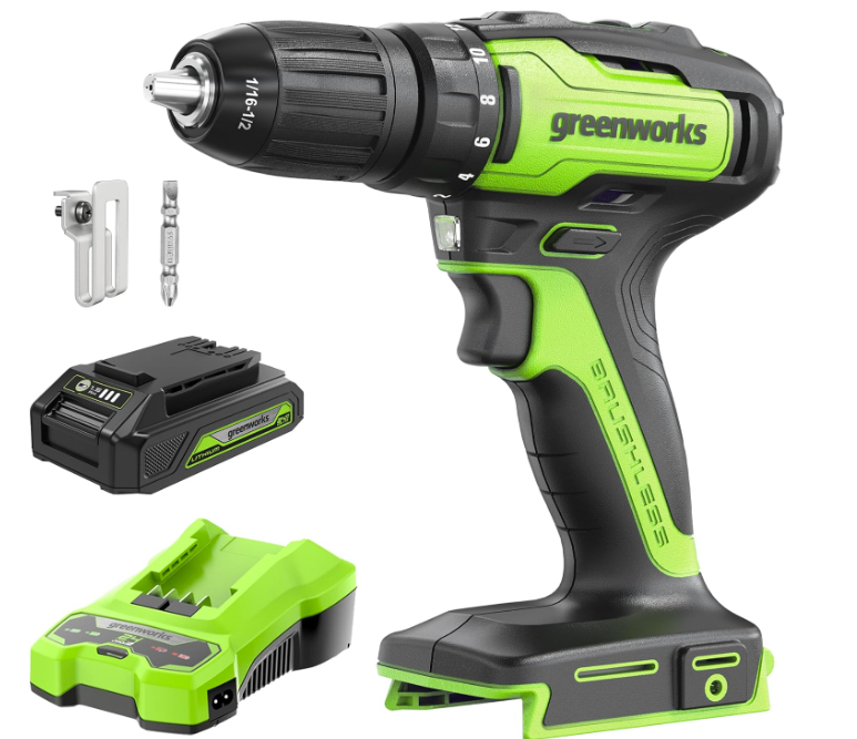 Greenworks 24V Brushless Cordless Drill under 50$